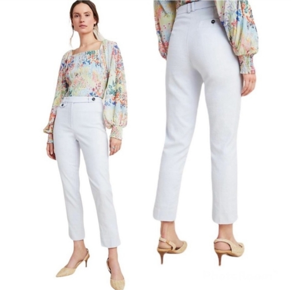 Anthropologie Pants - Anthropologie Light Blue Essential Slim Cotton Trouser Pants Size 10
